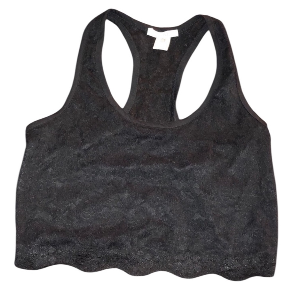 𝅺Boxxolo size small black lace cropped tank with lace back